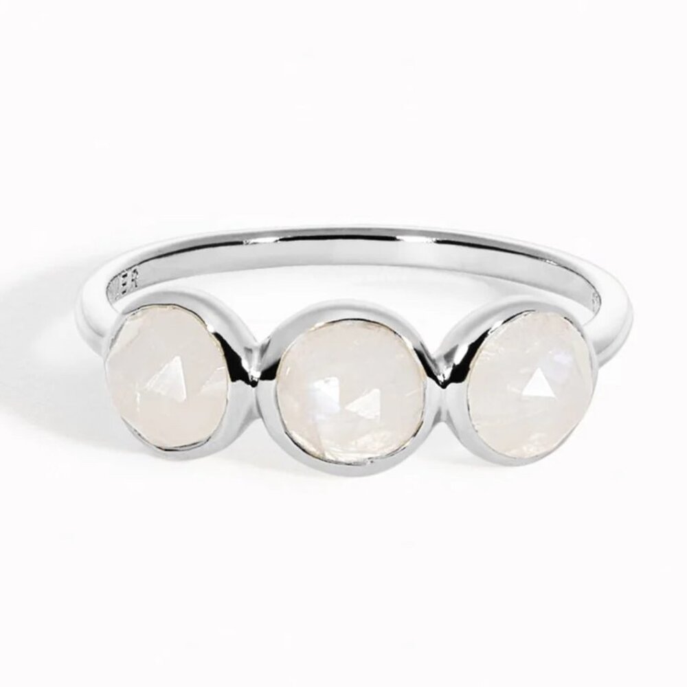 Linjer Elisa Moonstone Silver Ring Boho Chic Minimalist Sterling Silver Jewelry